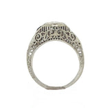 18k Art Deco Filigree Sapphire Ring w/ Synthetic Lab-Created Sapphires (#J6310)