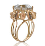 Mid-Century Modern 14k Rose Gold Genuine Natural Smoky Quartz Ring (#J7095)