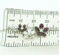 14k White Gold Genuine Natural Ruby and Diamond Flower Pendant (#J4325)