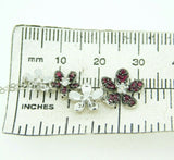 14k White Gold Genuine Natural Ruby and Diamond Flower Pendant (#J4325)