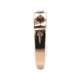 10k Rose Gold Victorian Band Ring with Seed Pearl and Garnets Size 6.5 (#J7118)