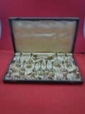 Norwegian Sterling Silver Coffee Spoon & Tongs 13-pc Set in Original Box Enamel