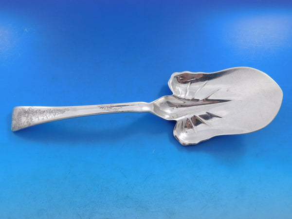 Lap Over Acid Etched Tiffany Sterling Silver Spade Server Bleeding Heart 10 3/8"