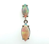 14k Gold Genuine Natural Opal Dangle Drop Marquise Earrings (#J6100)