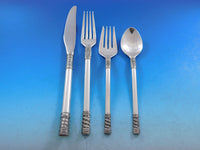 Aegean Weave Plain by Wallace Sterling Silver Flatware Set For 12 Service 60 Pcs