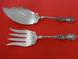 Floral by Wallace Plate Silverplate Fish Serving Set 2pc Heirloom Antique