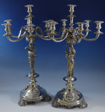 Magnificent Austrian 800 Silver Candelabra Pair 7-Light Figural Museum (#0088)