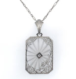 14k Gold Filigree Genuine Natural Rock Crystal Diamond Pendant Orig Chain #J6198