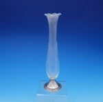 Raimond Sterling Silver and Etched Glass Vase Ruffled Gadroon Bead Border #3642