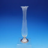 Raimond Sterling Silver and Etched Glass Vase Ruffled Gadroon Bead Border #3642