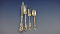 Rose Point by Wallace Sterling Silver Dinner Size Flatware Set Service 77 Pieces