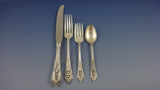 Rose Point by Wallace Sterling Silver Dinner Size Flatware Set Service 77 Pieces
