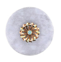 14k Retro Blue Genuine Natural Zircon Pin Rose and Yellow Gold (#J5474)