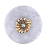 14k Retro Blue Genuine Natural Zircon Pin Rose and Yellow Gold (#J5474)