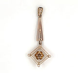 Victorian 10k Yellow Gold Genuine Natural Diamond Lavaliere Pendant (#J7302)