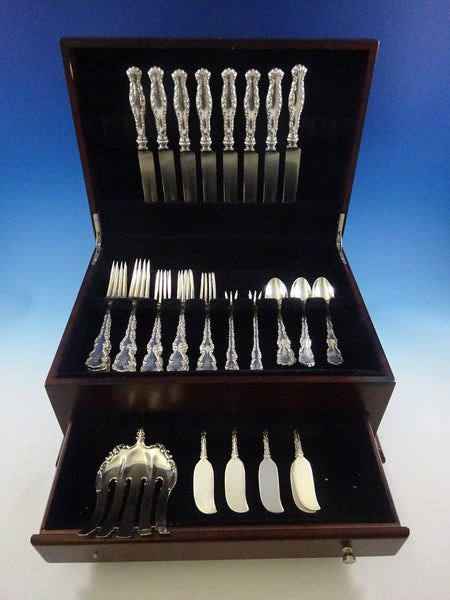 Louis XV by Whiting Sterling Silver Flatware Set Service 49 pieces Dinner F Mono
