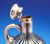 Gorham Sterling Silver Overlay Liquor Bottle with Green Glass - Barware (#9200)