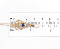 10k Yellow Gold Victorian Lavaliere Pendant with Blue Glass Pearl Drop (#J6438)
