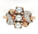 10k Yellow Gold Pearl Ring with White Gold Accents Size 8.25 Jewelry (#J6616)