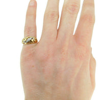 18k Yellow Gold Carved Flower Genuine Natural Diamond Ring Band (#J4690)