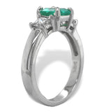 14k White Gold .90ct Columbian Genuine Emerald Diamond Ring w/Report (#J7166)
