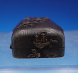 Silverplate Jewelry Box with Applied Animals Insects Partial Gilt 3 1/8" (#8987)