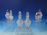 Silverplate Cruet Set 7 Piece with Footed Caddy and 6 Glass Bottles (#6489)
