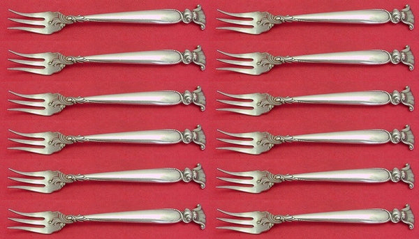 Romance of the Sea by Wallace Sterling Silver Cocktail Fork Set 12 pieces 5 1/2"