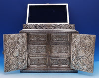Repousse by Unknown Sterling Silver Jewelry Casket Top Opens w/6 Drawers (#7951)
