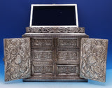 Repousse by Unknown Sterling Silver Jewelry Casket Top Opens w/6 Drawers (#7951)