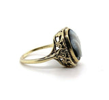 14k Yellow Gold Art Deco Filigree Genuine Natural Stone Cameo Ring (#J5412)