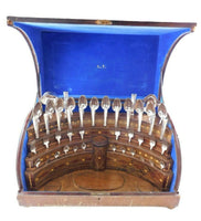 750 Silver (Unknown) Flatware Set Service 50 Pieces Fitted Box T Mono Vintage