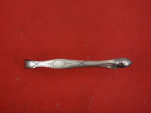 PBAB English Sterling Silver Sugar Tong London 1796 Hand Engraved 5 3/4"