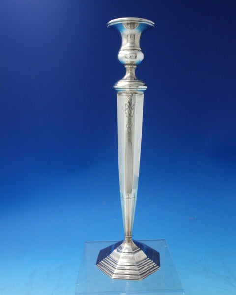 Webster Sterling Silver Candlestick Bright-Cut 12" x 3 1/4" c.1930 (#5644)