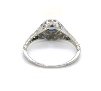 18k Gold .25ct Genuine Natural Sapphire Filigree Art Deco Ring Size 6.5 (#J6406)