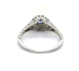 18k Gold .25ct Genuine Natural Sapphire Filigree Art Deco Ring Size 6.5 (#J6406)