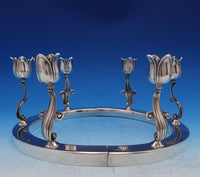 Georg Jensen USA Sterling Silver Candlestick Pair 3-Light #190-2 Figural (#8063)