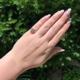 10k Rose Gold Victorian Genuine Natural Aquamarine Ring with Diamonds (#J6776)