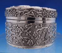 Chinese 90% Silver Box Round w/Dragon Cherry Blossoms Trophy Inscription (#8084)