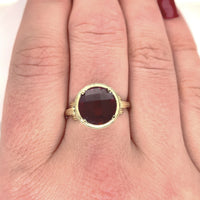 14k Yellow Gold 4.5ct Genuine Natural Rhodolite Garnet Filigree Ring (#J6149)