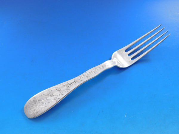 Lap Over Acid Etched by Tiffany Sterling Silver Dinner Fork Leaves Flowers 7 7/8