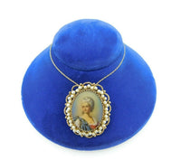 14k Yellow Gold Pendant with Hand Painted Portrait and Pearls (#J1896)