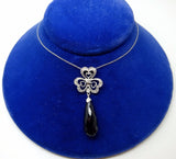 14k Gold Briolette Cut Genuine Natural Smoky Quartz Pendant w/ Diamonds (#J3715)