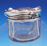 Art Nouveau Sterling Silver Glass Dresser Jar w/ Woman Bell Shaped Flowers #9235