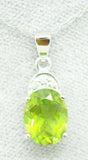 14k Gold Oval Genuine Natural Peridot Pendant with Diamonds (#J2349)