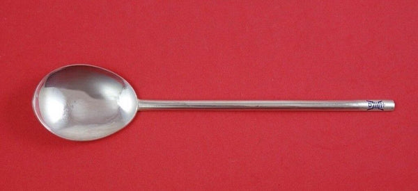 Chinese Sterling Silver Rice Spoon w/ Blue Enamel 8"