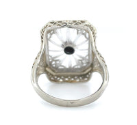 14k Gold Filigree Genuine Natural Rock Crystal Diamond Ring Size 5 (#J6496)
