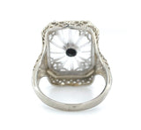 14k Gold Filigree Genuine Natural Rock Crystal Diamond Ring Size 5 (#J6496)
