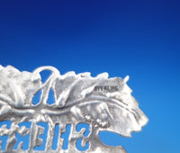 Sterling Silver Liquor Label "Sherry" Cast Leaf 2" x 1 1/2" (No Chain) #6861