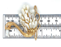 14k Yellow Gold Swan Brooch Pin with Freshwater River Pearls Jewelry (#J6236)